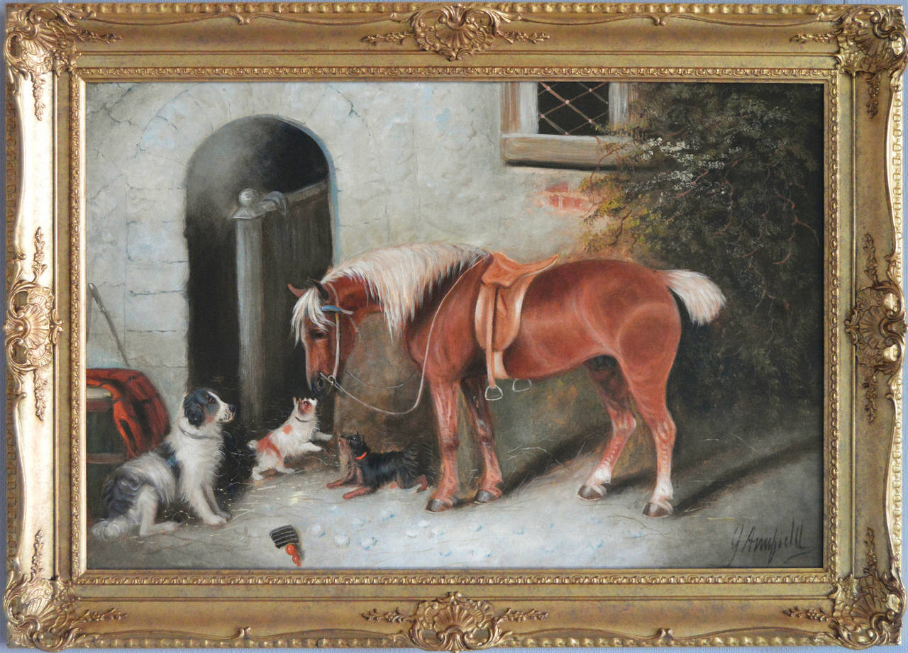 Edward Armfield Landscape Painting - Farmyard Friends, oil on canvas