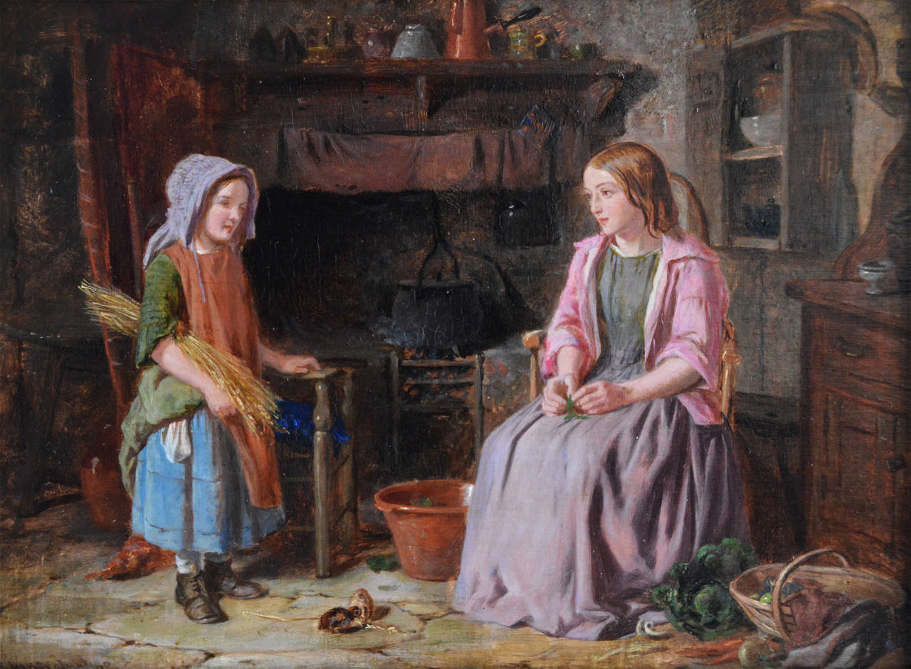 Preparing Supper, oil on panel - Painting by James Hardy Jr.