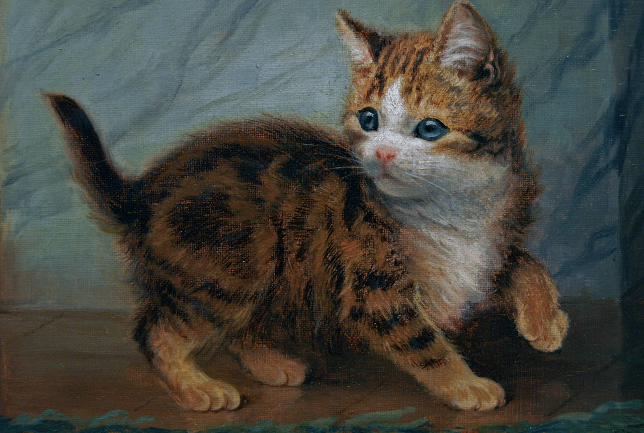 Surprised, oil on canvas - Victorian Painting by Wilson Hepple
