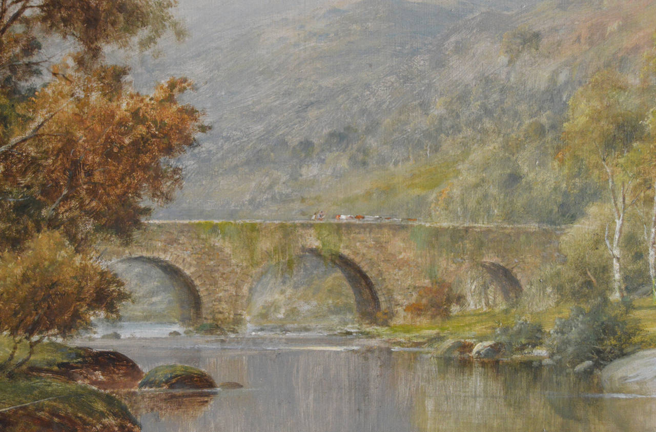 The Old Bridge near Betws-y-coed, oil on canvas - Victorian Painting by William Henry Mander