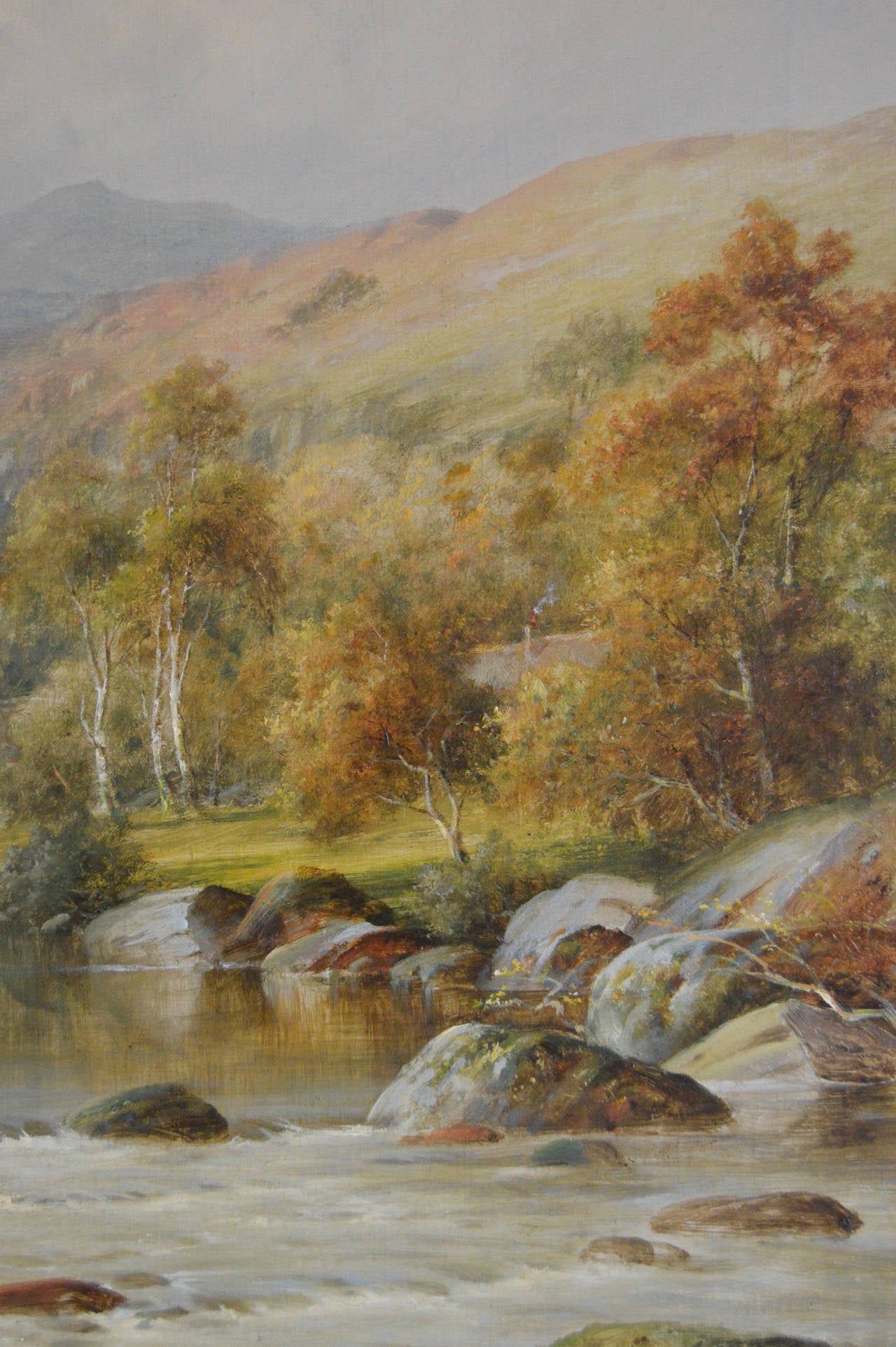 William Mander
British, (1847-1914)
The Old Bridge near Betws-y-coed 
Oil on canvas, signed
Image size: 27½ inches x 35½ inches 
Size including frame: 33 x 41 inches

William Henry Mander was a landscape artist born in Birmingham in 1847. He