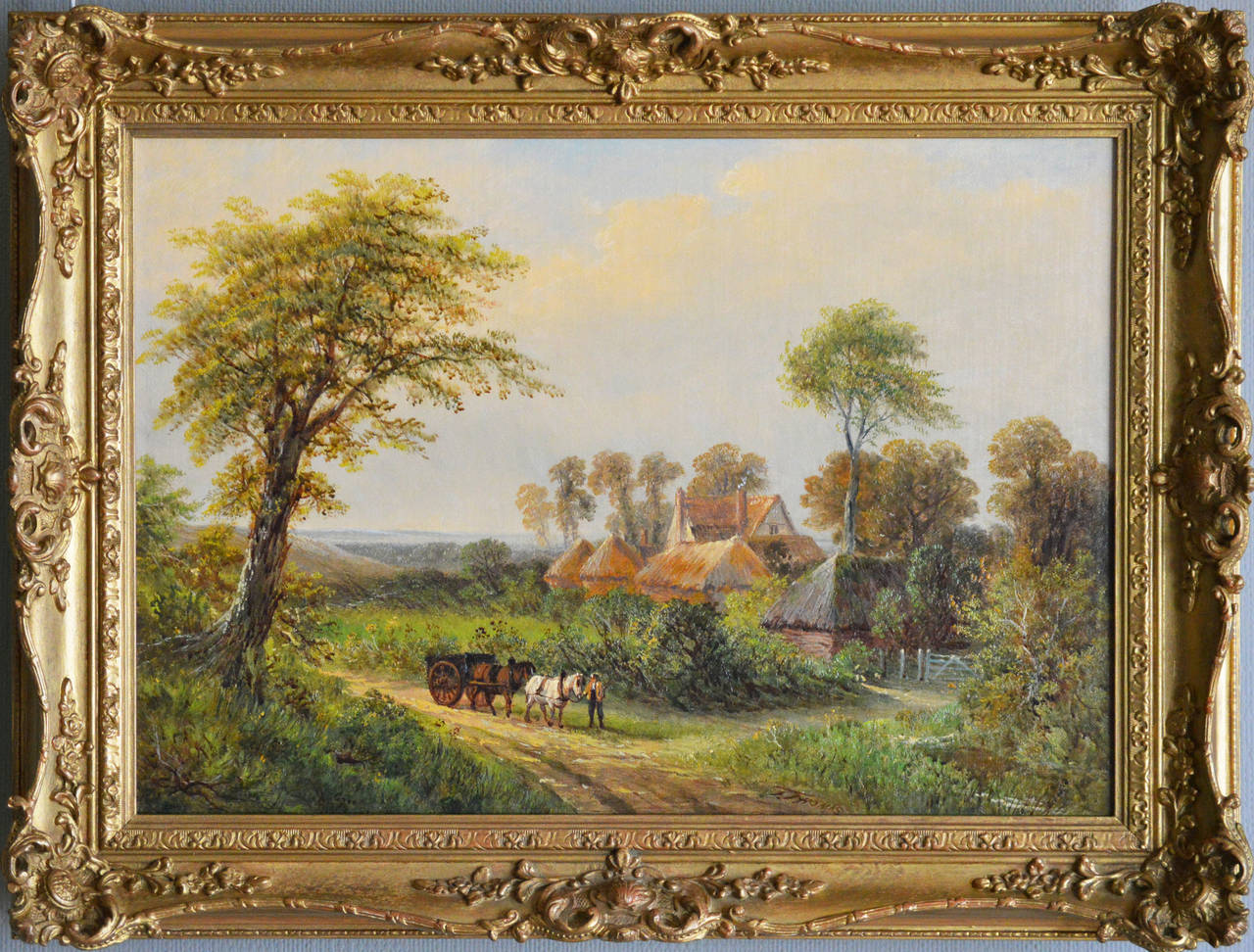 Thomas Thomas Landscape Painting - The Old Farm at the back of Rednal Hill, near Bromsgrove, oil on canvas