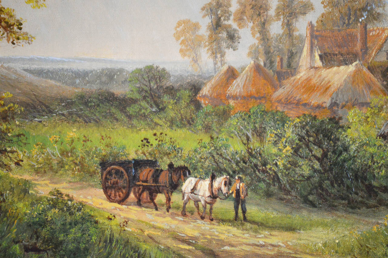 The Old Farm at the back of Rednal Hill, near Bromsgrove, oil on canvas - Victorian Painting by Thomas Thomas