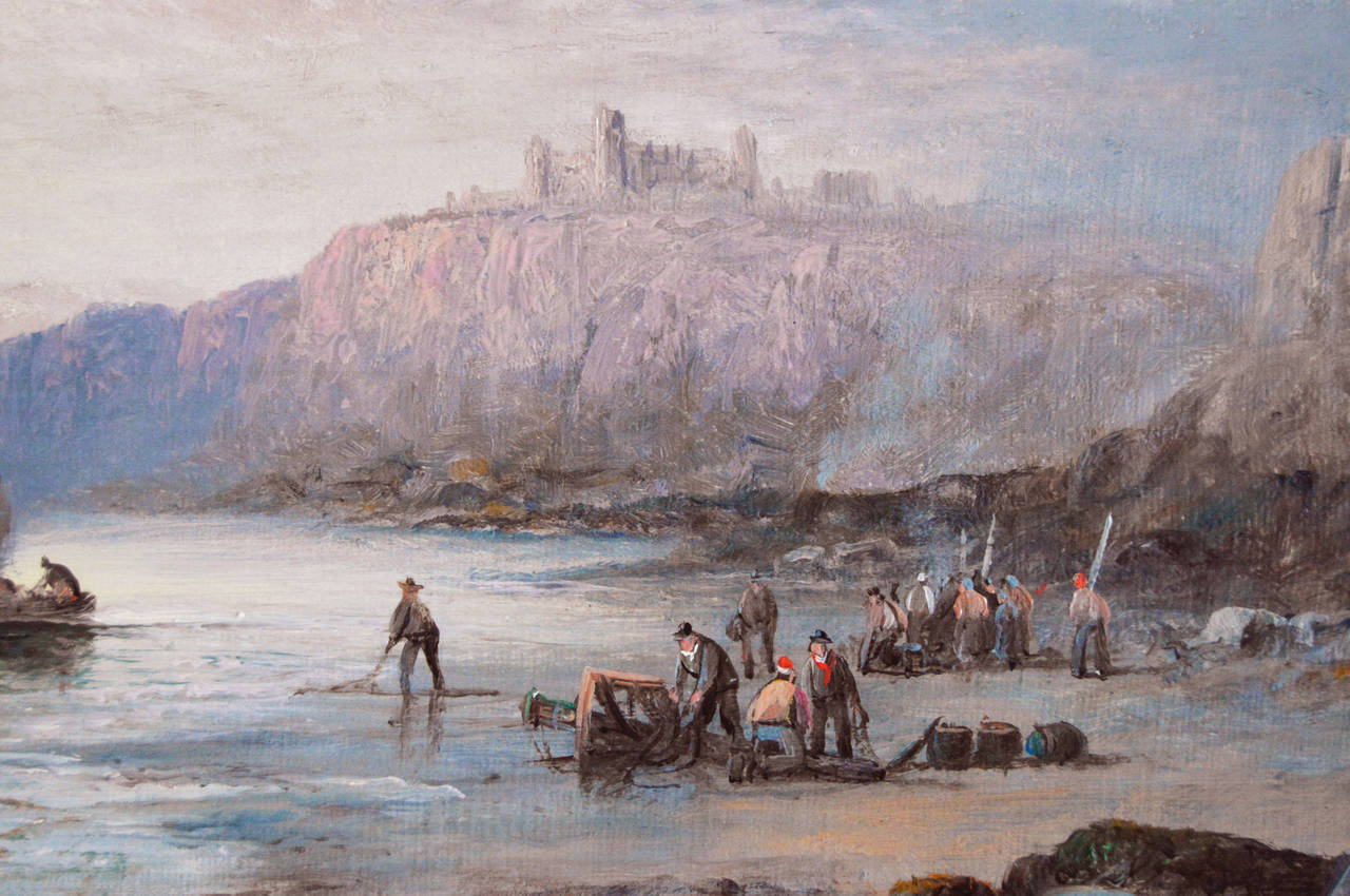 Tantaloon Castle & A Fresh Breeze, oil on canvas, pair - Victorian Painting by Hubert Thornley