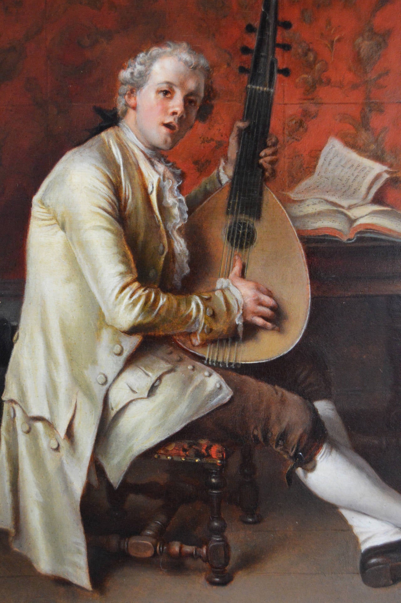 The Musician, oil on panel - Victorian Painting by Theodore Ceriez