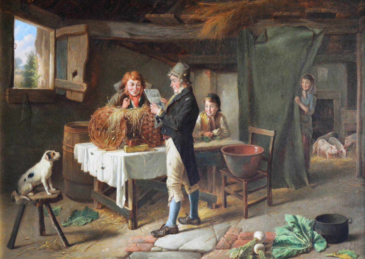 The Prank, oil on canvas - Painting by Charles Hunt Jnr