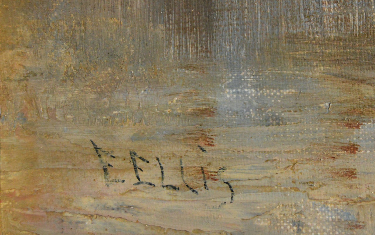 Gorleston Pier, oil on canvas - Victorian Painting by Edwin Ellis