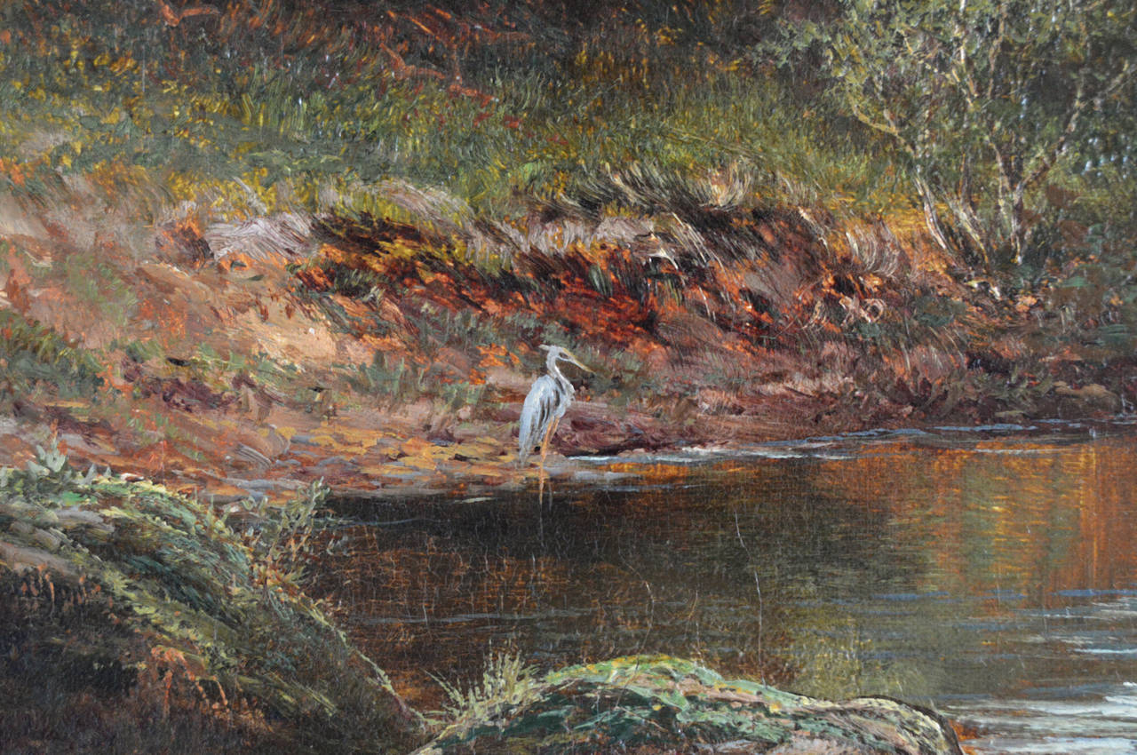 Heron’s Haunt, oil on canvas - Gray Landscape Painting by William Mellor