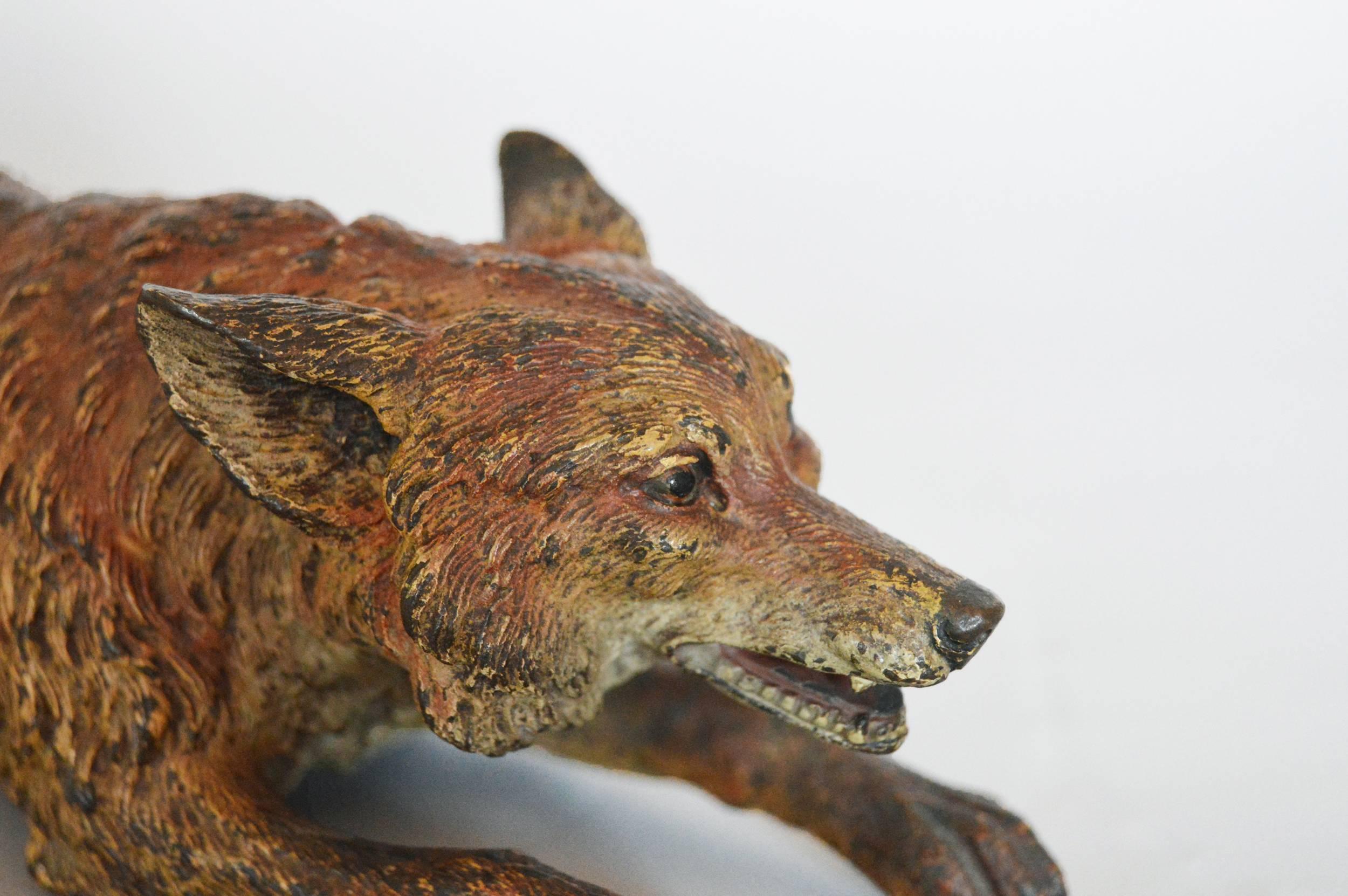Austrian Cold Painted Bronze Sculpture of a Fox in the manner of Bergman 2
