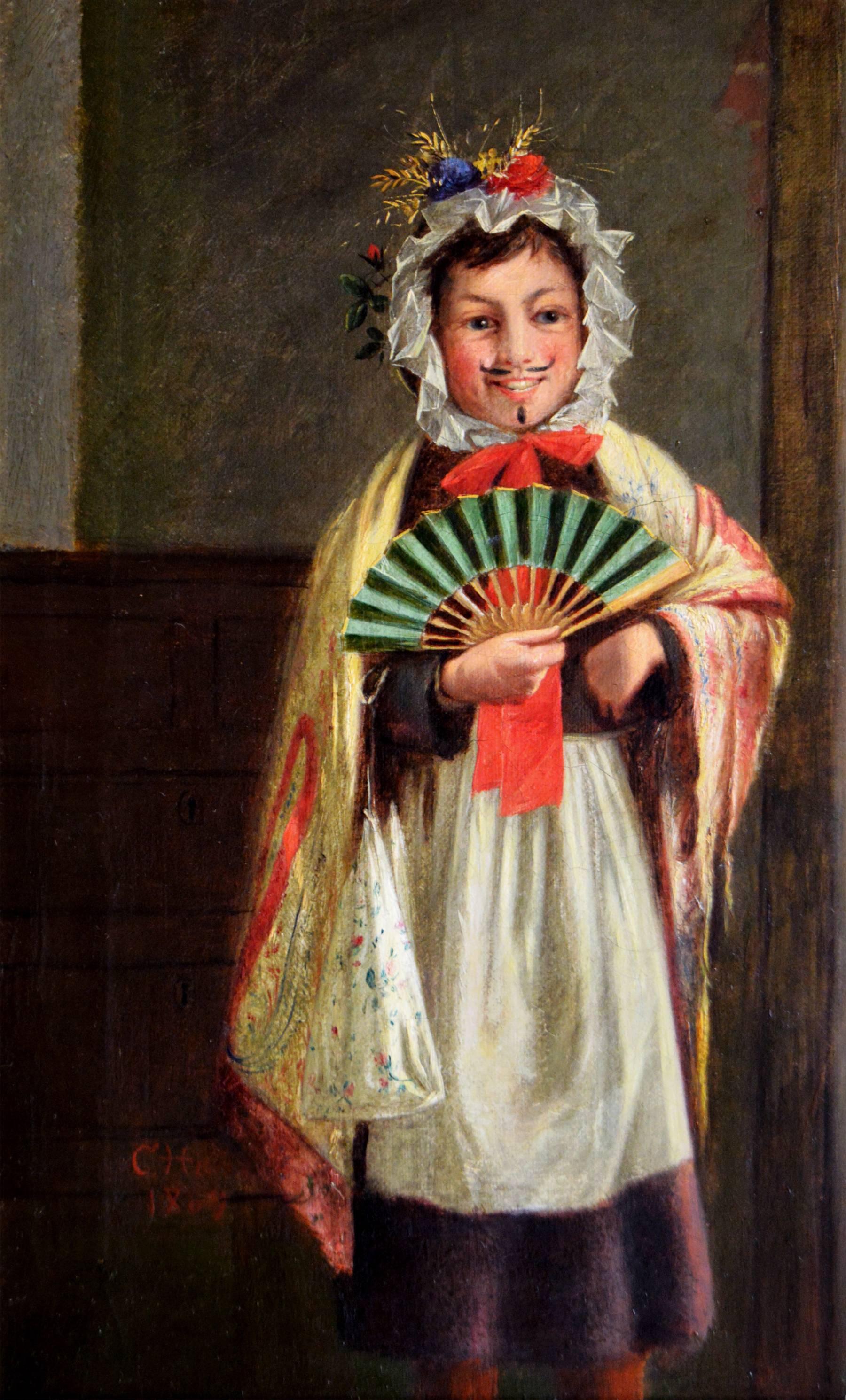 Before the Performance, oil on canvas - Painting by Charles Hunt