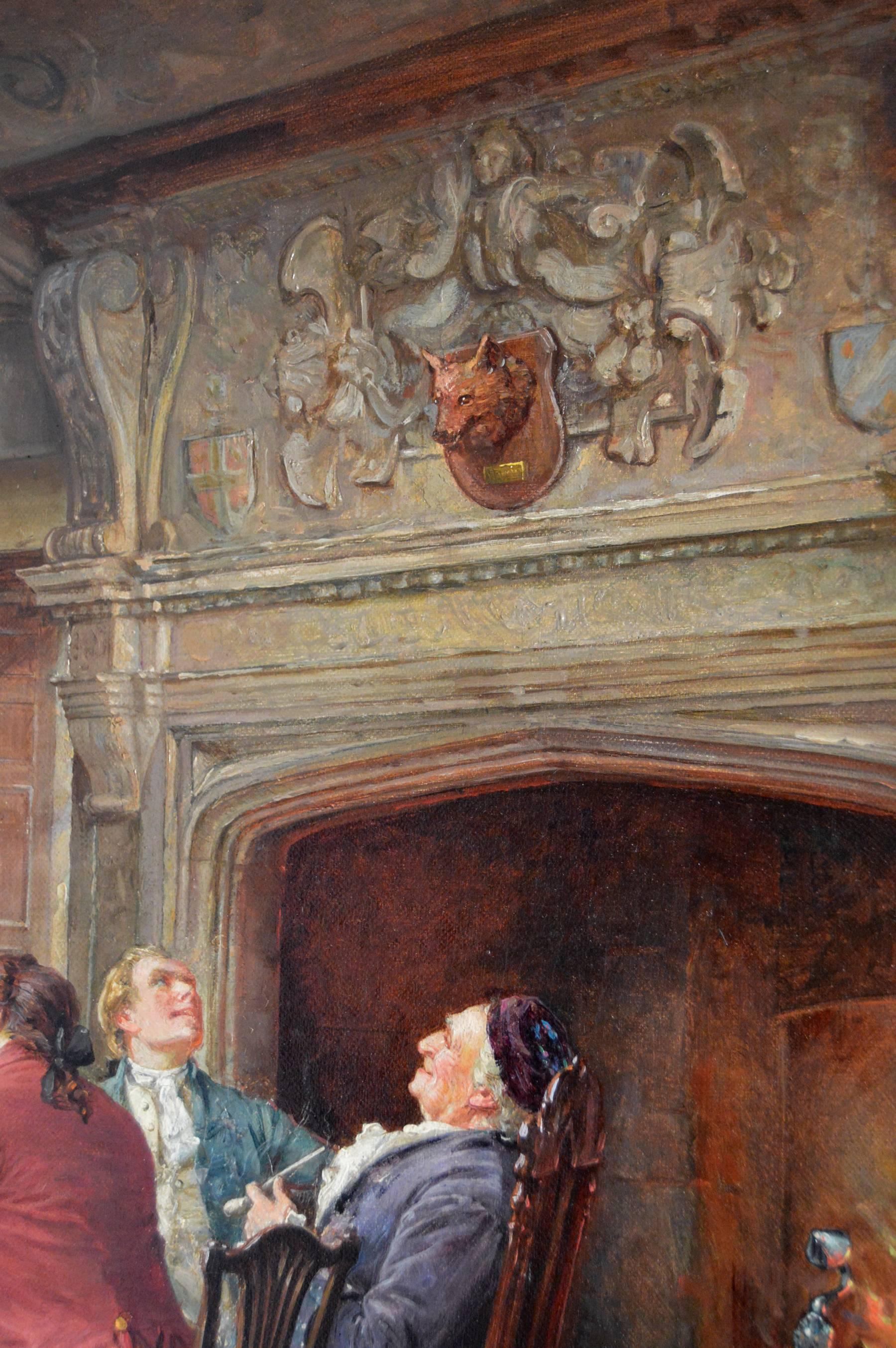 A Good Story, oil on canvas - Victorian Painting by Margaret Dovaston