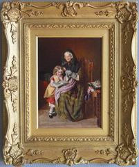 Antique Time with Granma, oil on panel