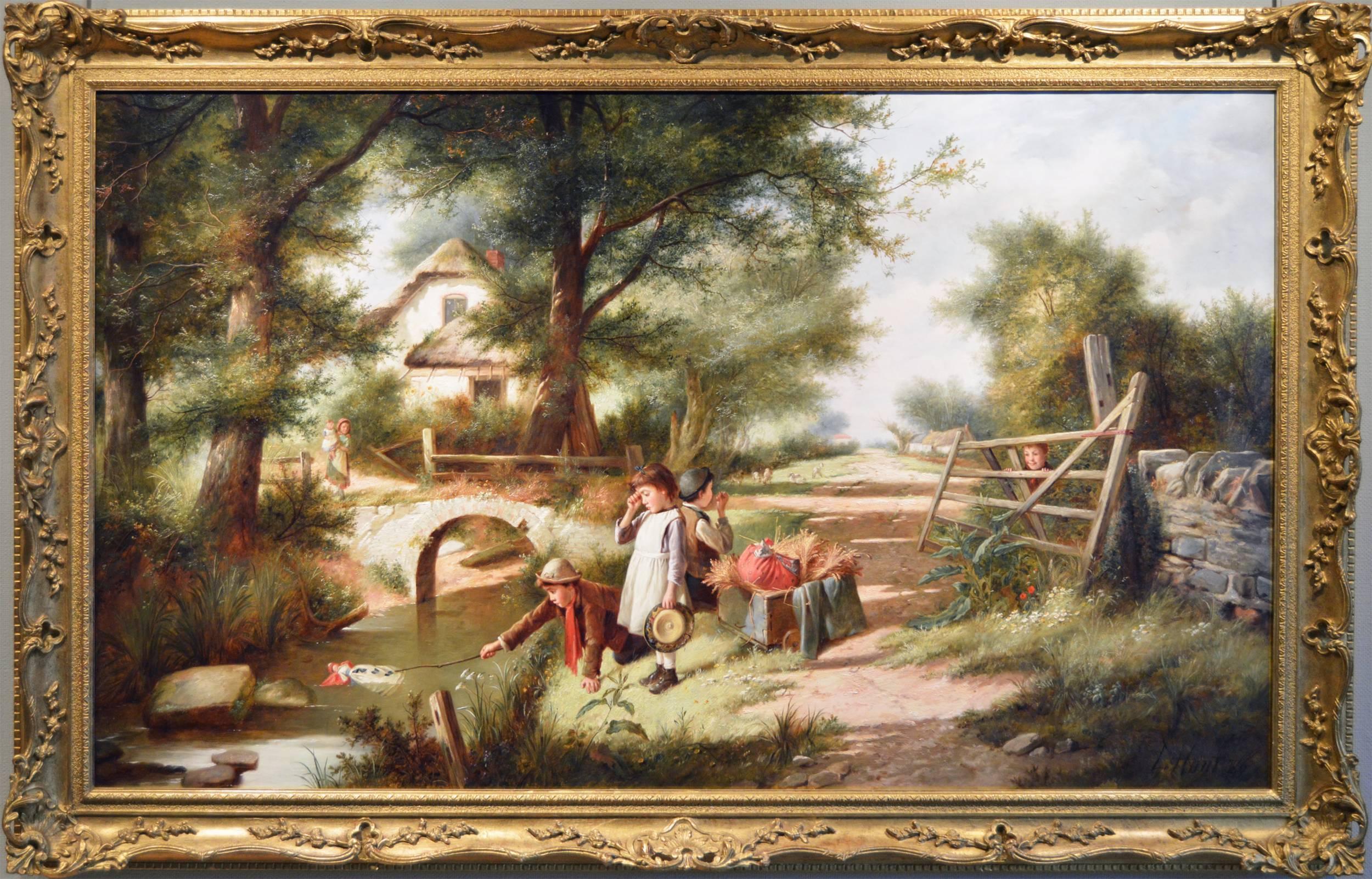 Charles Hunt Jnr Landscape Painting - The Rescue, oil on canvas