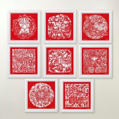 Il Portfolio del Papercut -Contemporaneo, 21° secolo, Carta, Ai Weiwei, Rosso, Cina