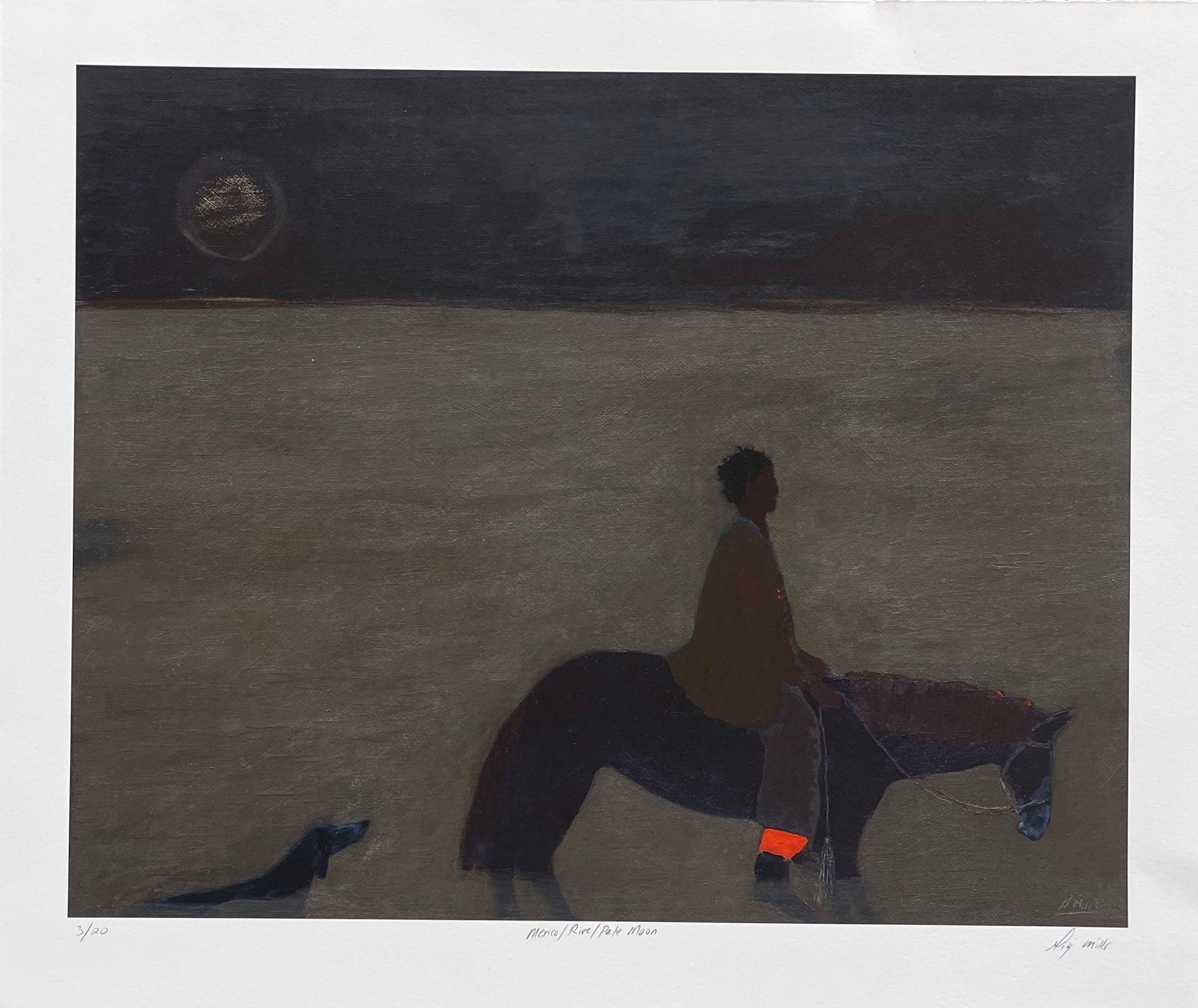 Gigi Mills Animal Painting - Mexico/River/Pale Moon (3/20)