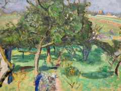 Paysage, Arbres Fruitier, 1909, Framed Oil on Paper, 18.75 x 24.75 in.
