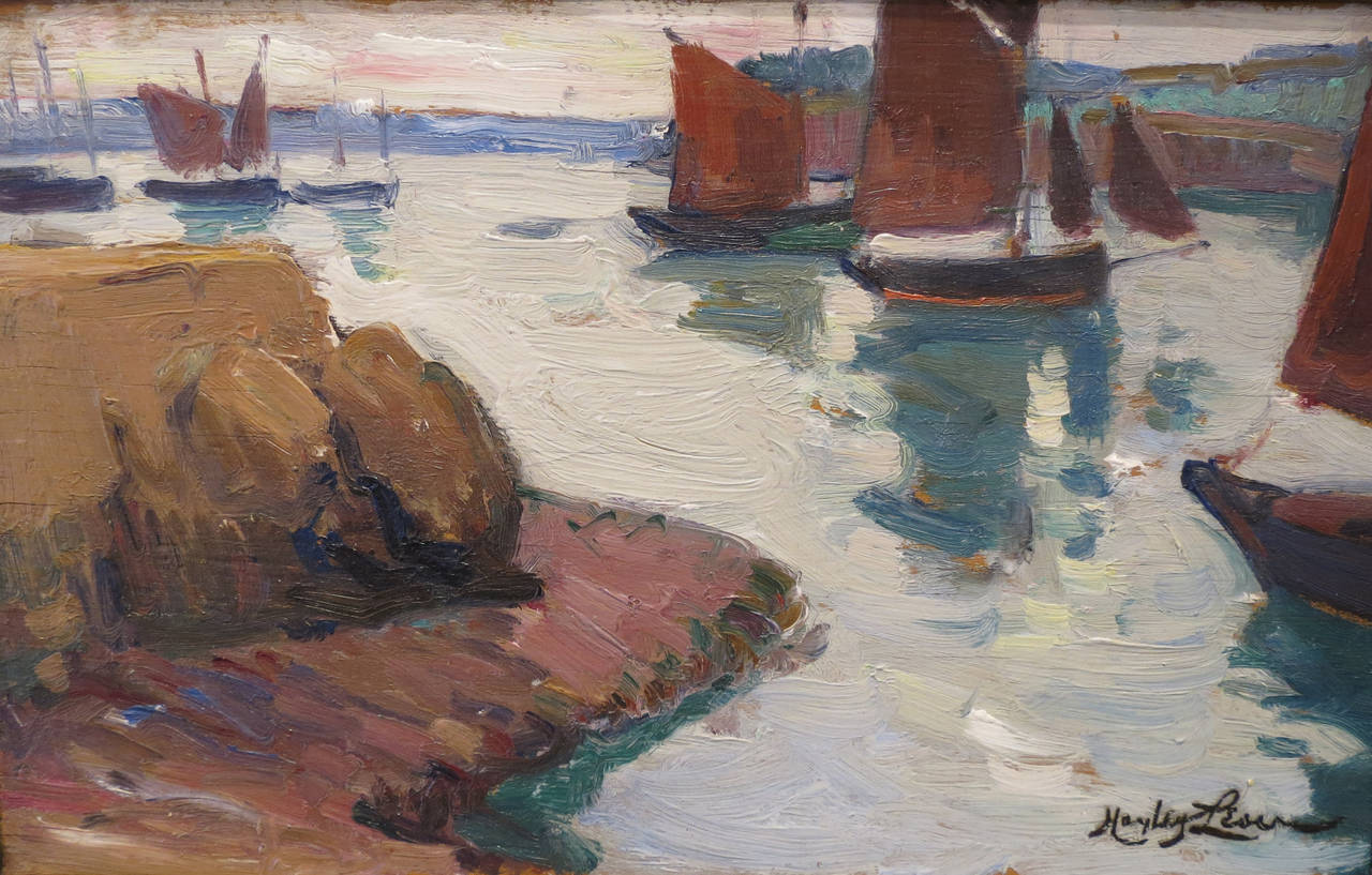 „Boats in Harbor“ – Painting von Hayley Lever