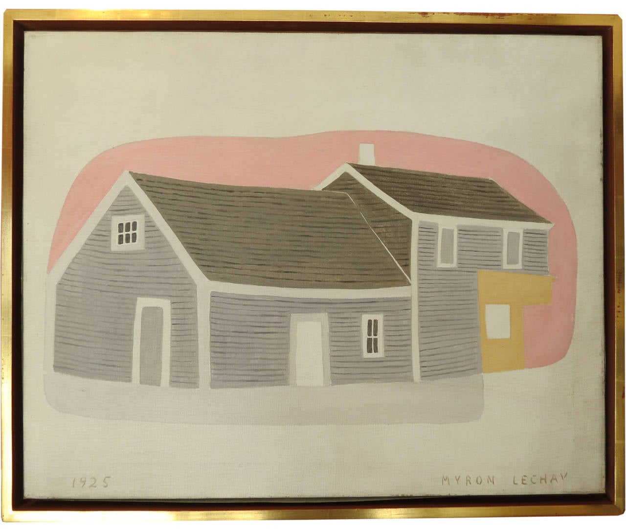 Myron Lechay Abstract Painting - "Massachusetts House and Barn"