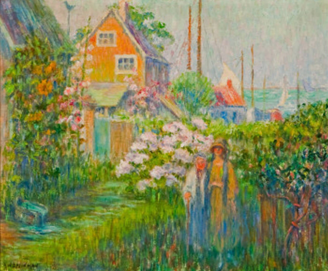 Anna W. Speakman Landscape Painting - "The End of the Village, Nantucket"