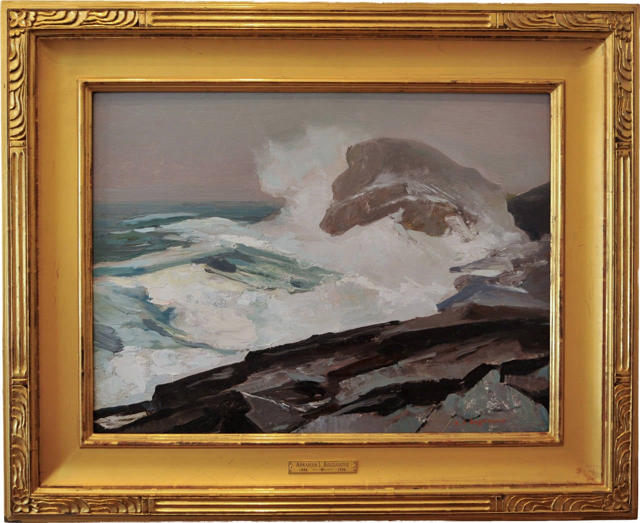 Abraham Jacob Bogdanove Landscape Painting - "Heavy Sea"