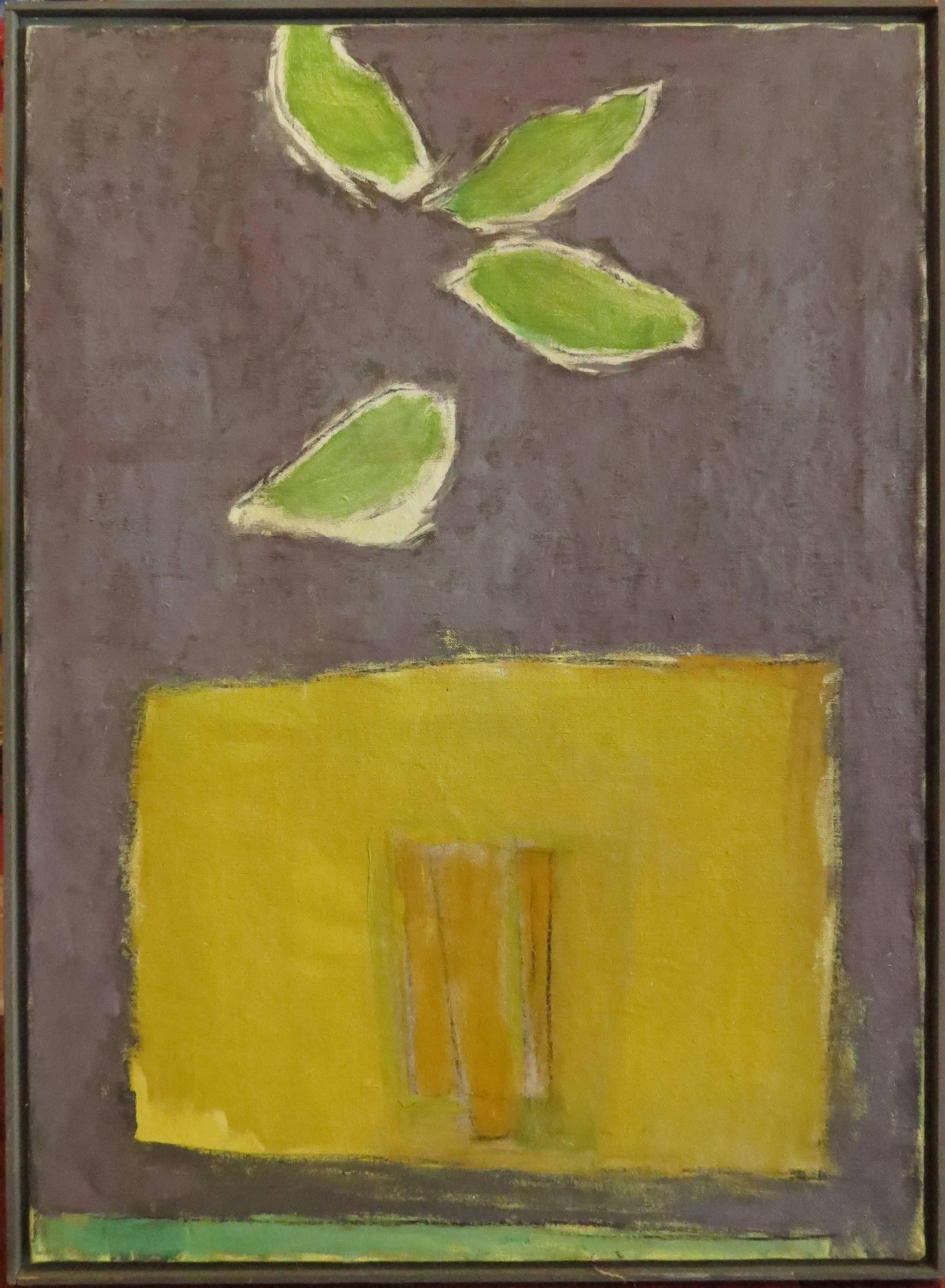 James Lechay Still-Life Painting - "Arrangement with Four Leaves"