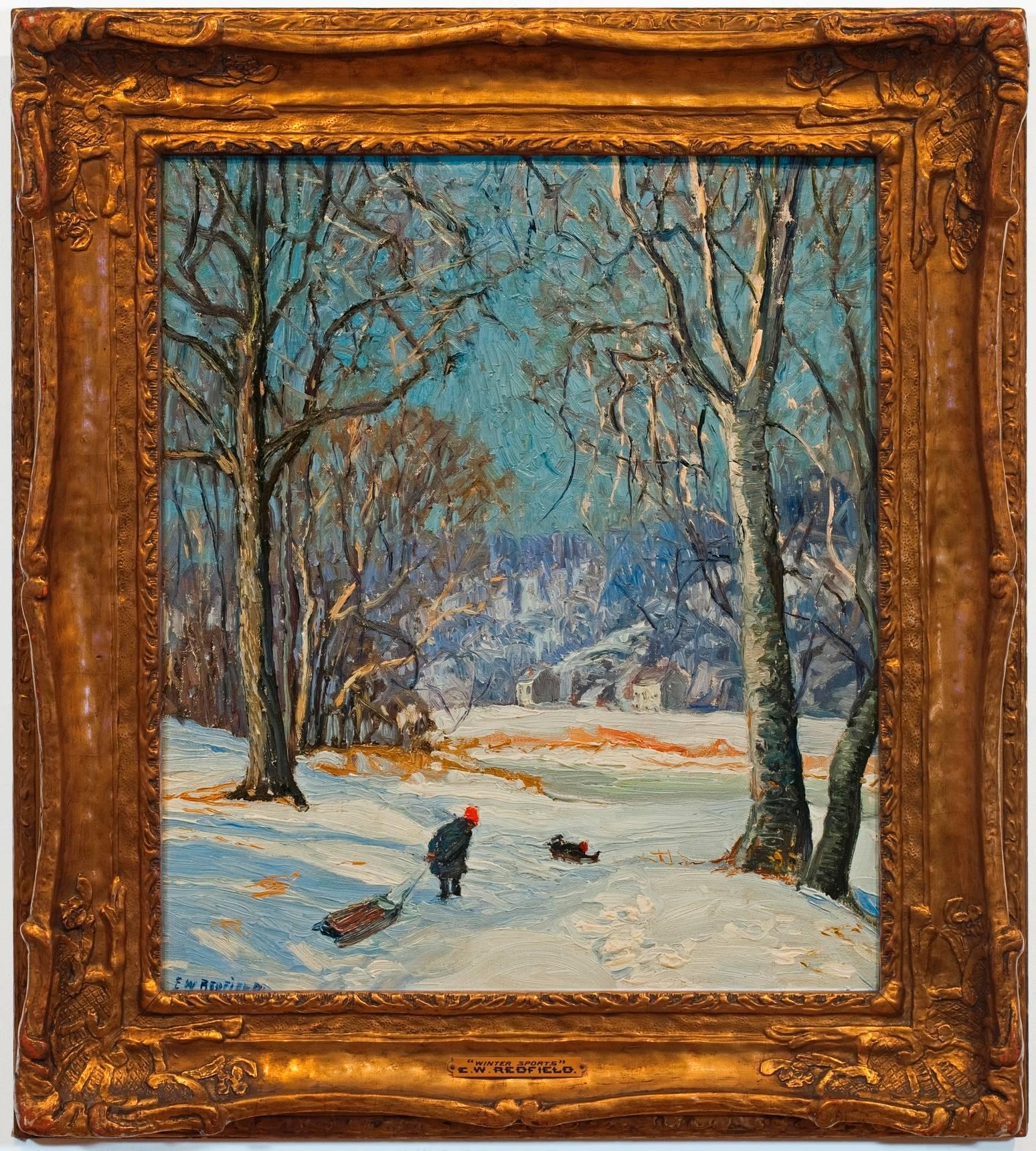 Edward Willis Redfield Landscape Painting - "Winter Sports"