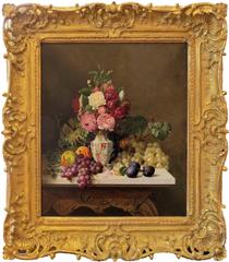 Still Life with Peonies, Grapes and Plums