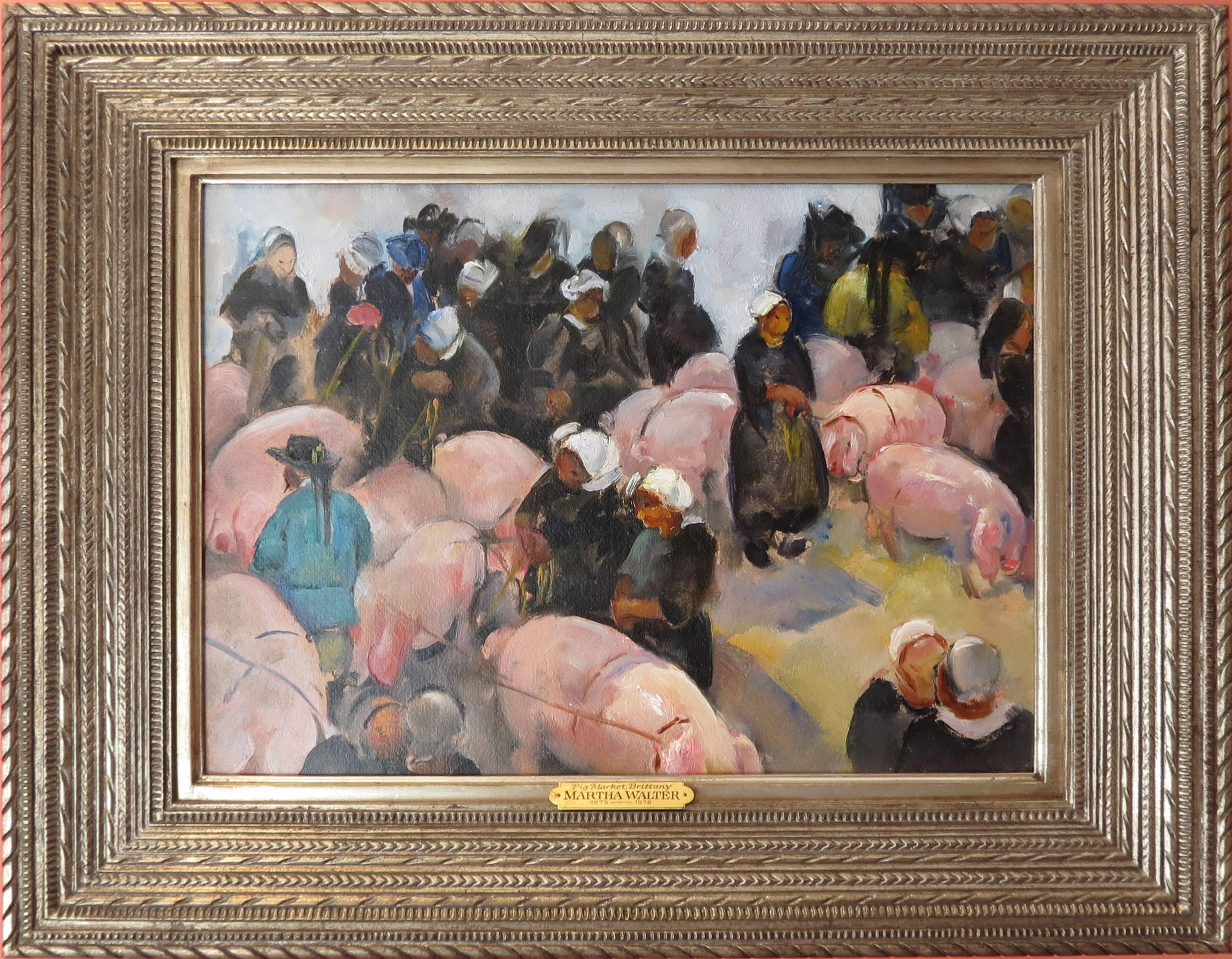 Martha Walter Figurative Painting - "Pig Market, Brittany"