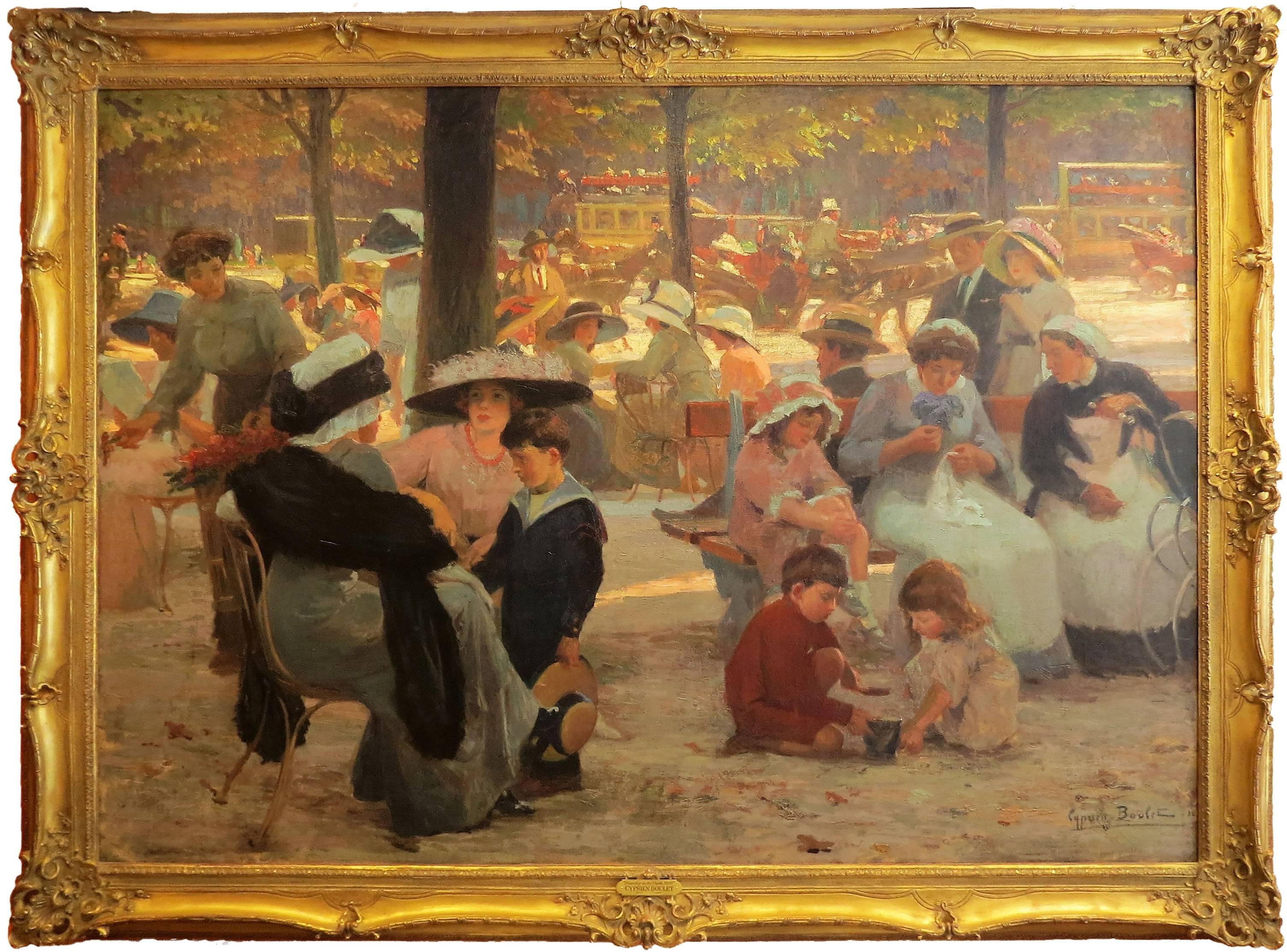 Cyprien Eugène Boulet Landscape Painting - "Sunday in the Park, 1910"