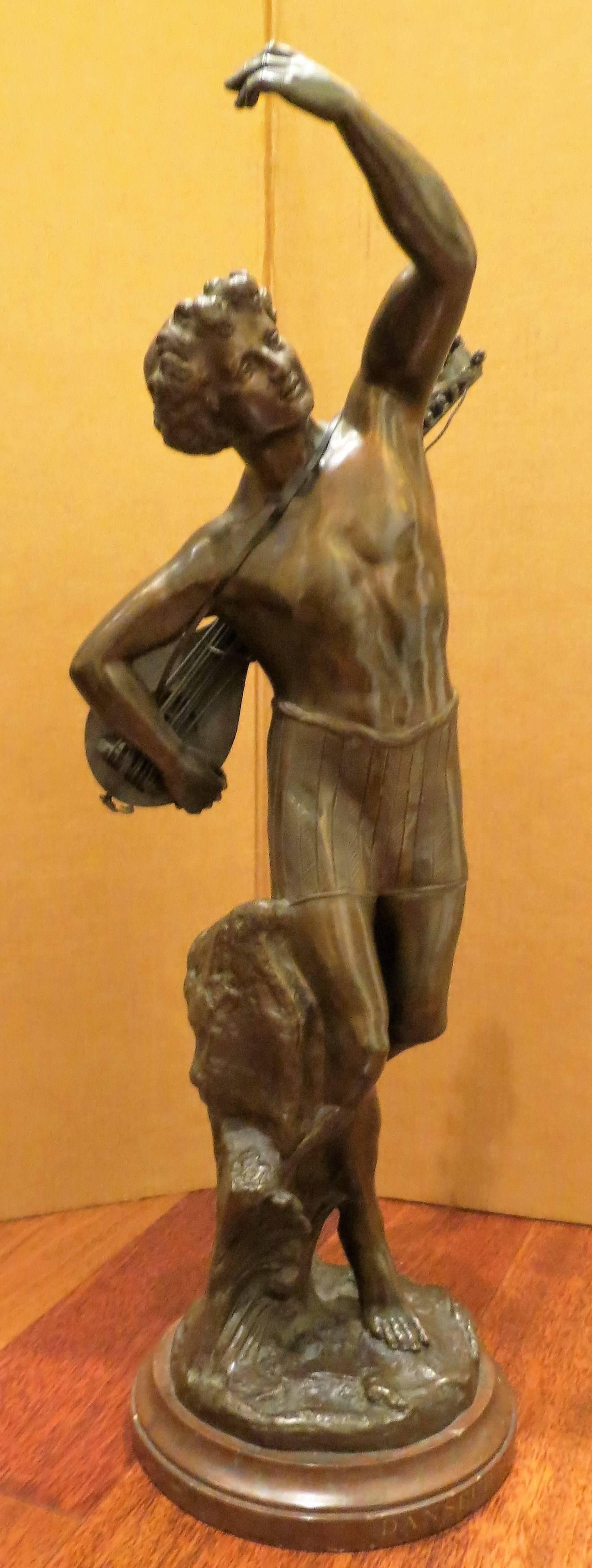 Pierre E. Leysalle Figurative Sculpture - "Bouzouki Player"
