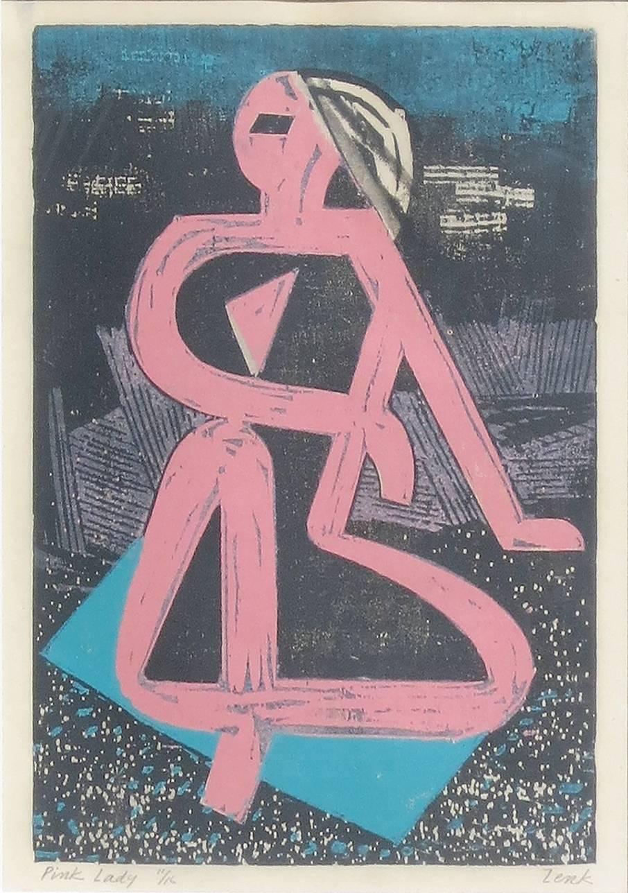 « Femme rose » - Print de Josef Zenk