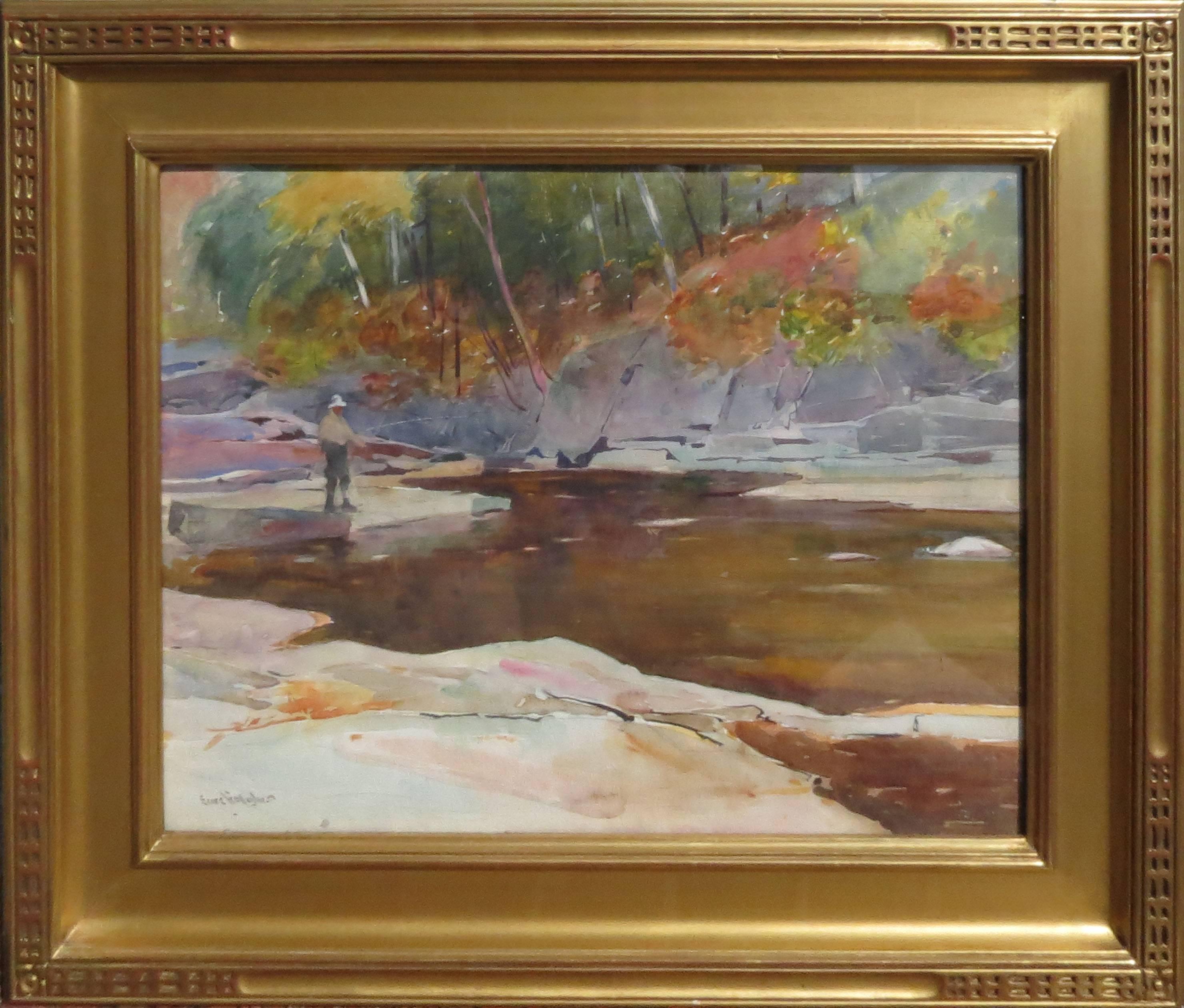 Sears Gallagher Landscape Art - "Fishing, New Hampshire"