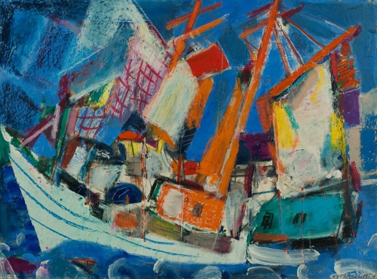 „Vineyard-Fischboot“ – Painting von Vaclav Vytlacil