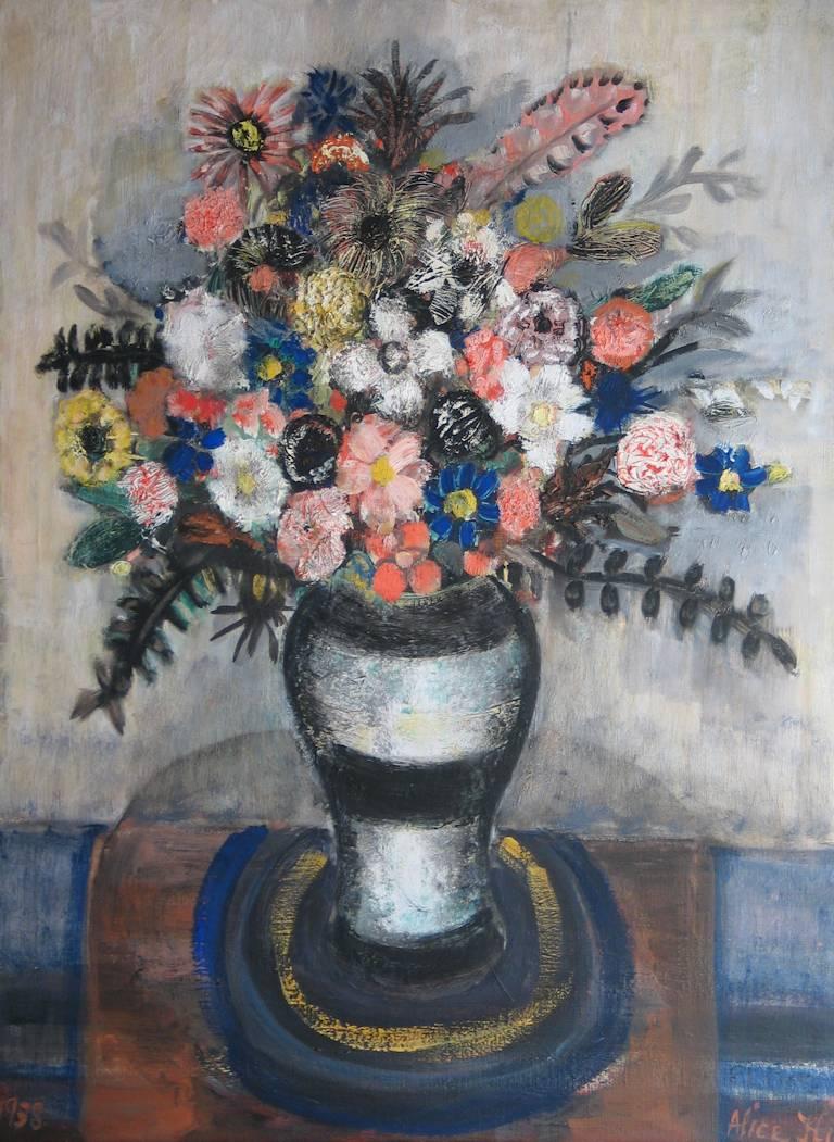 Alice Flint Still-Life Painting - Vase with Flowers