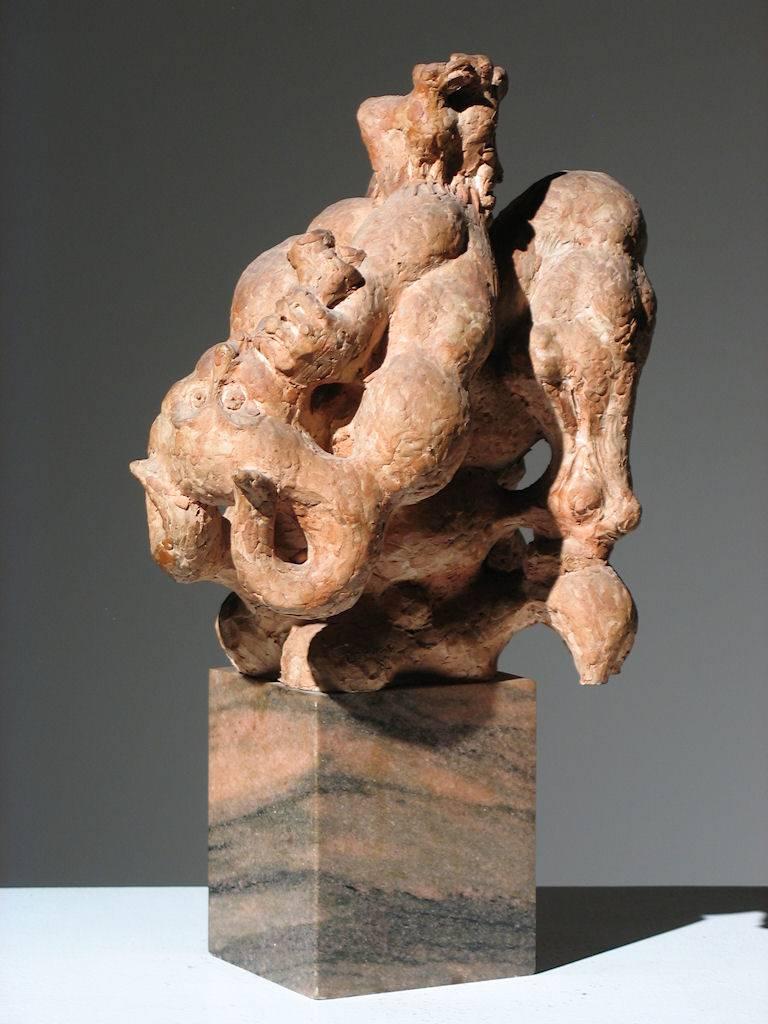 Robert Lohman Figurative Sculpture - Pan Playing Flute with Birds 