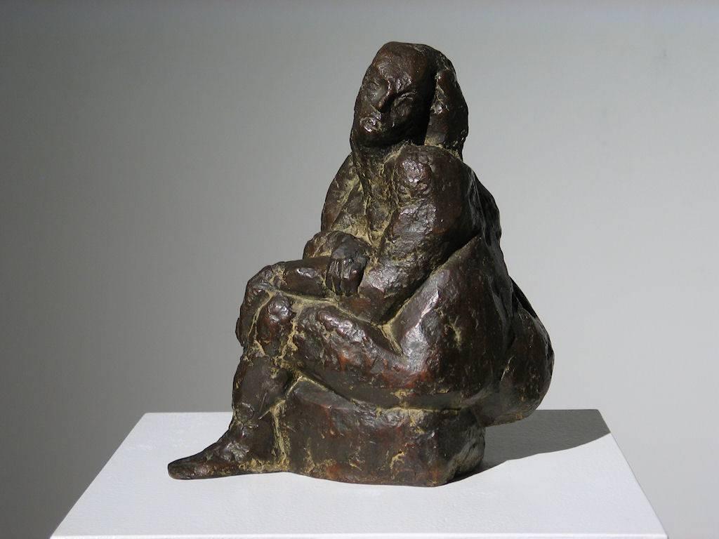 Leonard Schwartz Figurative Sculpture - Contorted Seated Figure