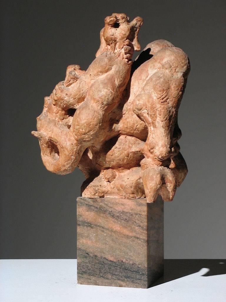 Pan Playing Flute with Birds  - Sculpture by Robert Lohman