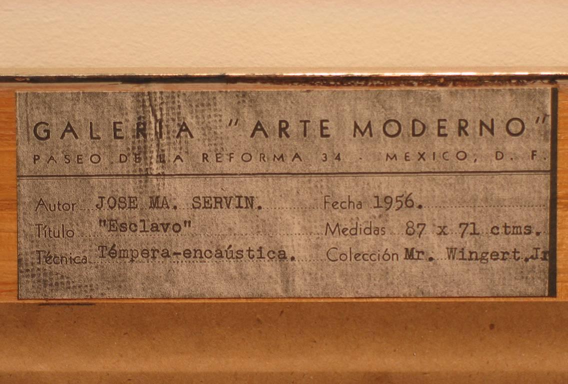 José Maria de Servin
Esclavo
1956
Signed Lower-Right
Incised Encaustic and Tempera on Board
34.5 x 28.25 inches
Exhibited: Galerie Arte Moderno 