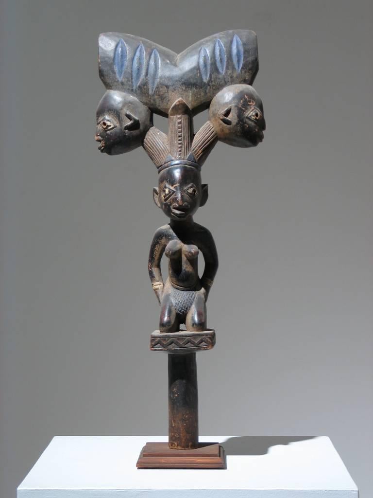 Unknown Figurative Sculpture - Yoruba Shango Staff