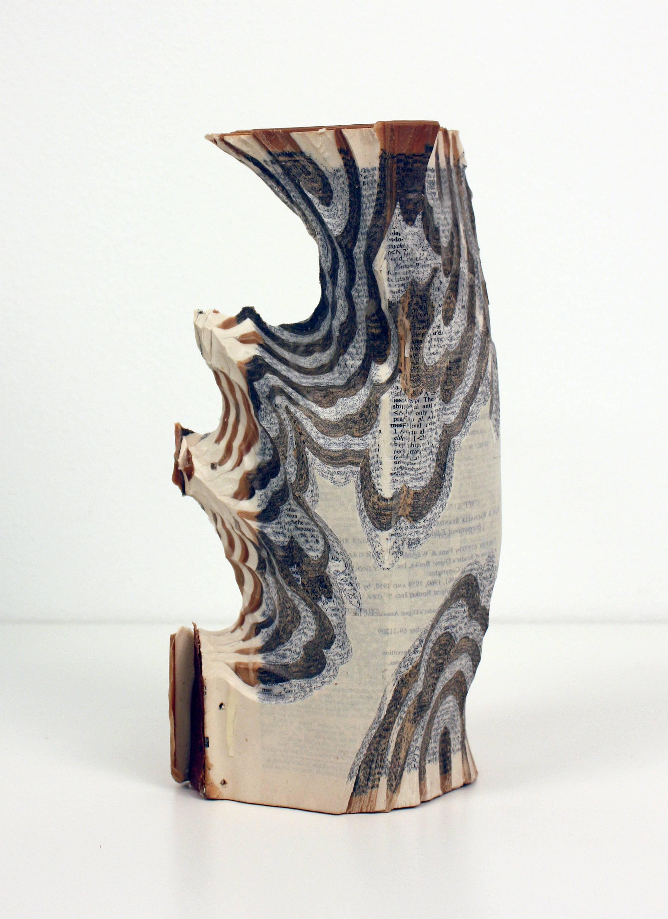 Jessica Drenk Abstract Sculpture - Reading Our Remains : Two books carved