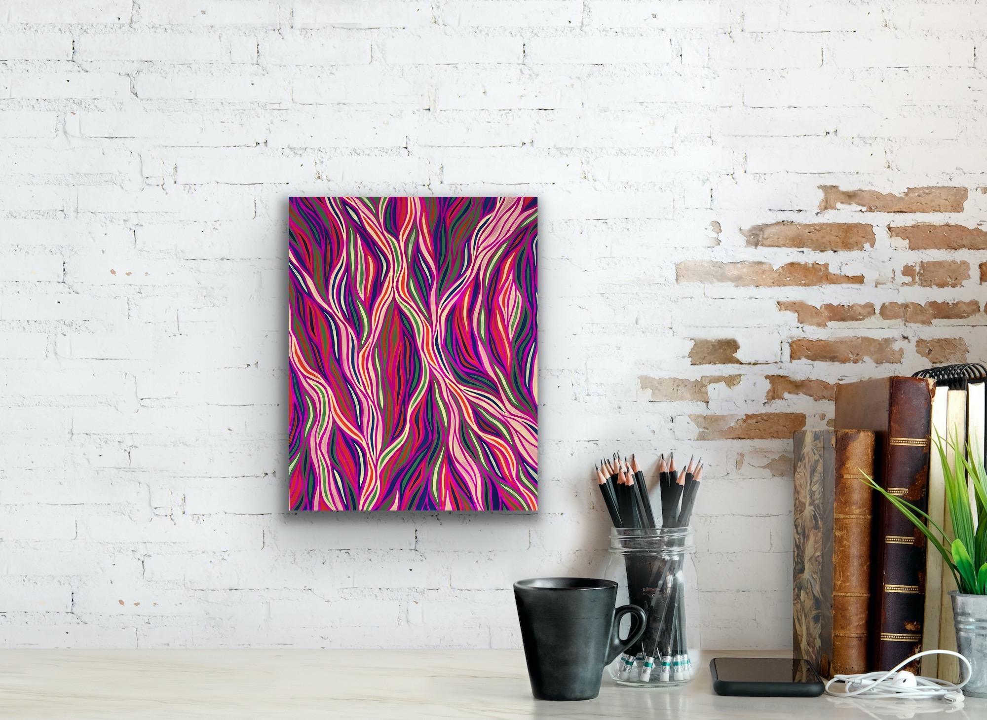 Vivid bright pink optical abstraction by Patricia Fabricant For Sale 3