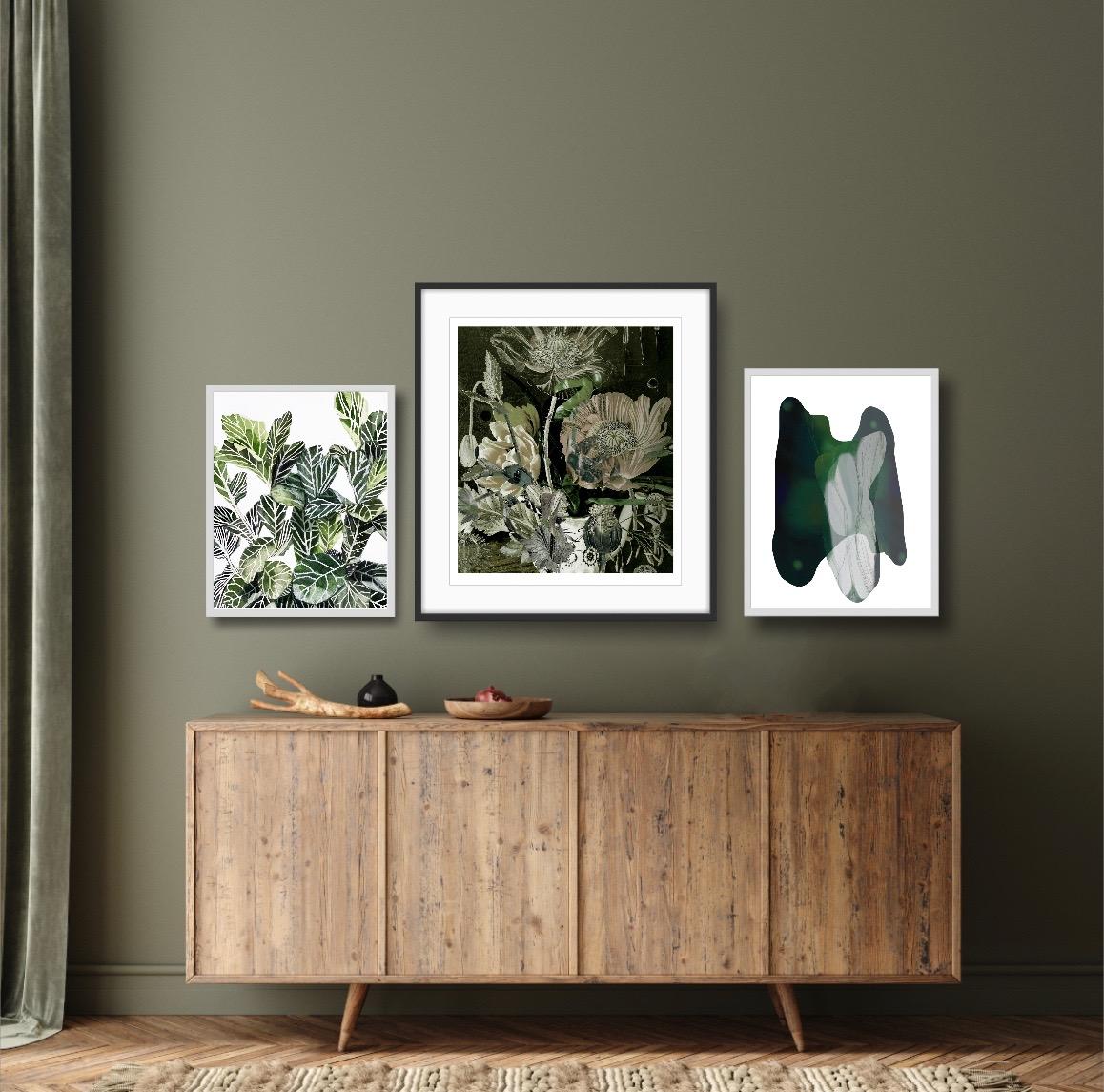 Dutch Velvet, green botanical floral Photomontage - Print by Carol Bouyoucos