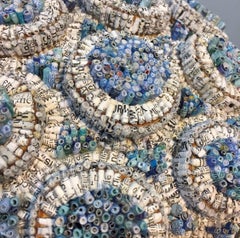 The Moment Matters, blue upcycled textural patterned paper wall sculpture