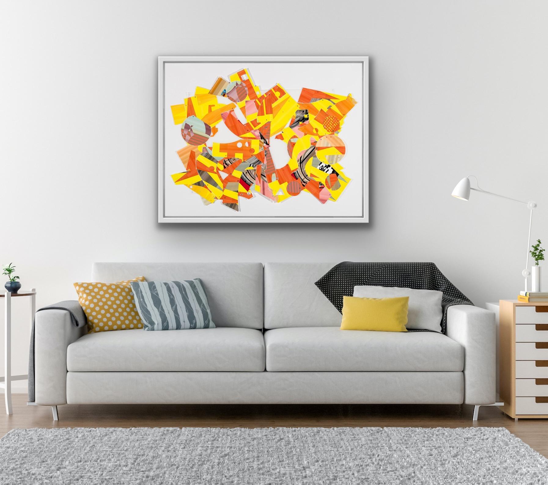 Untitled Orange-Yellow #33, contemporary geometric abstract dimensional collage For Sale 1