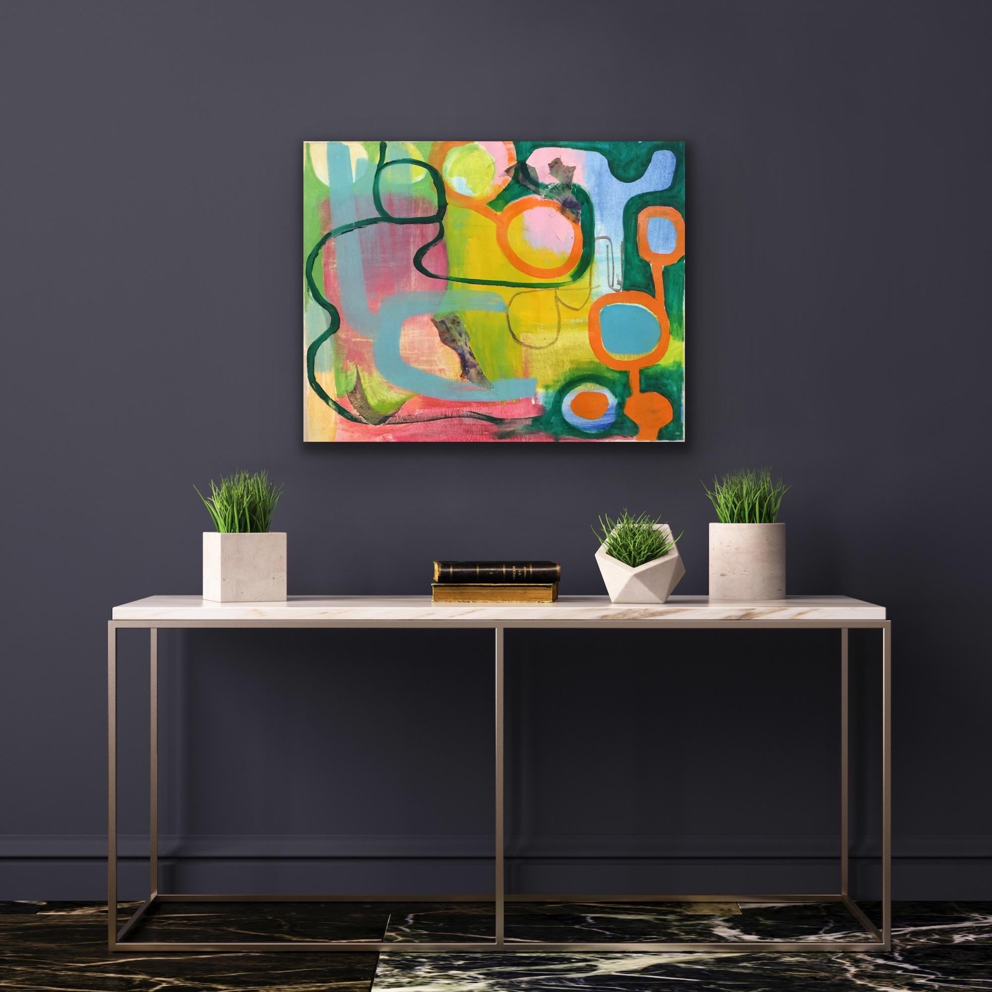 Sertão, colorful contemporary gestural abstract in yellow, green, blue, orange For Sale 1