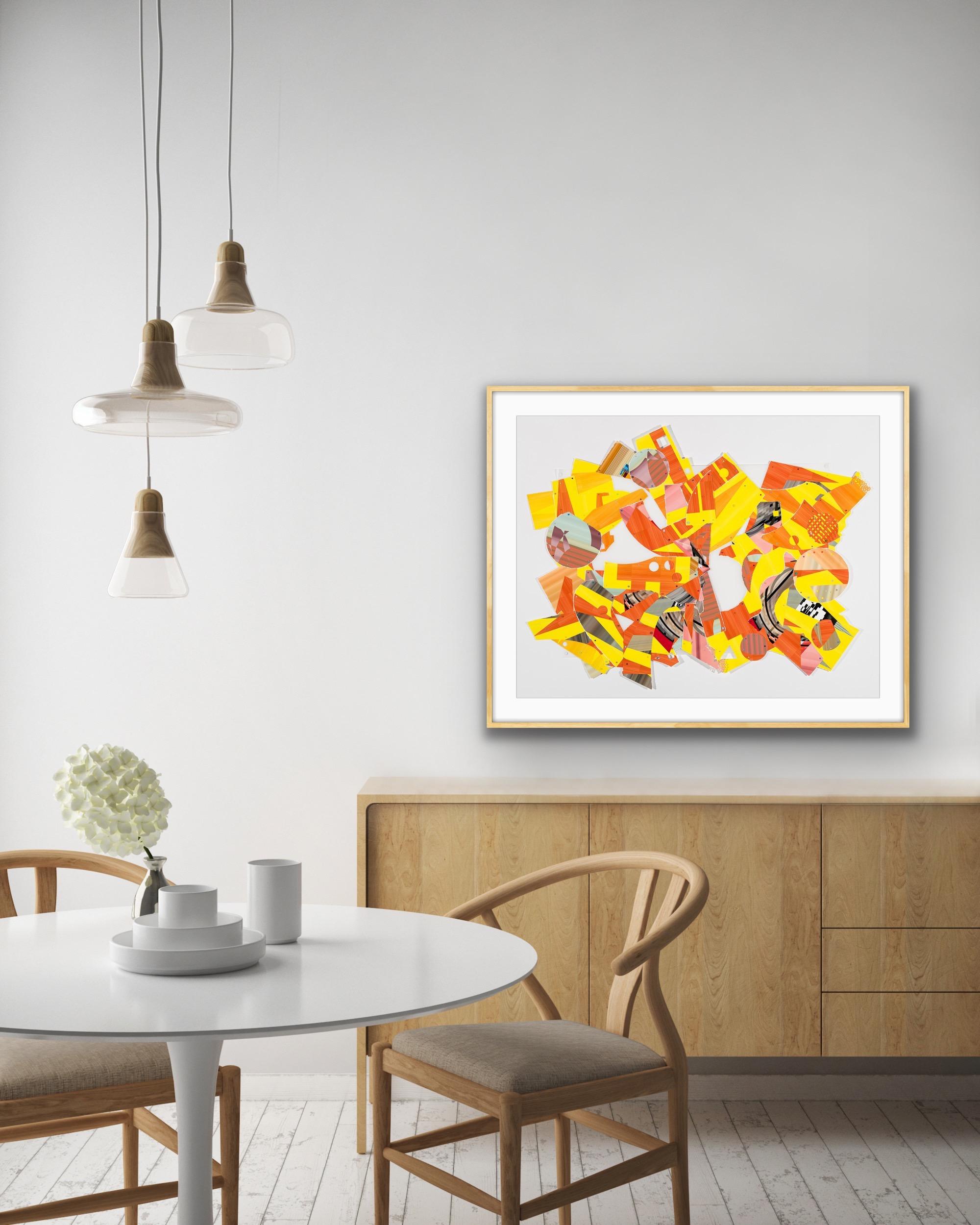 Untitled Orange-Yellow #33, contemporary geometric abstract dimensional collage For Sale 2