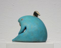 Edición limitada /12. Una peculiar escultura de bronce con pátina azul: «Dunno»
