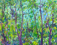 Mien Toentje Gruin Oil Painting on Canvas My Green Garden Trees Nature In Stock