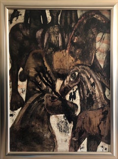 Horses Oil Painting on Canvas Neo Classic Contemporary In Stock