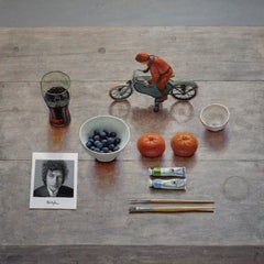 A Few Things I Like Bob Dylan Oil Painting on Panel Still Life In Stock